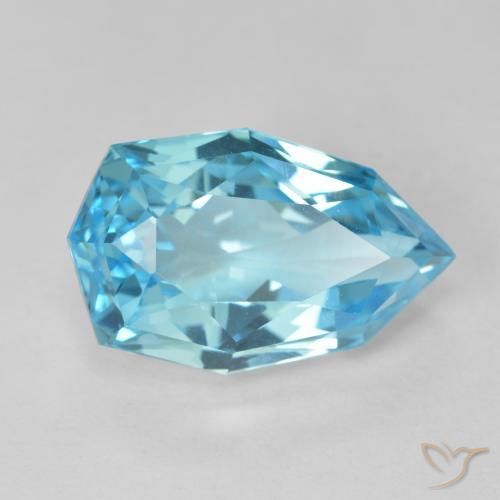 Topázio Azul Suíço Natural 10.90ct, Formato de pêra, VVS