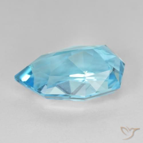 Topázio Azul Suíço Natural 10.90ct, Formato de pêra, VVS