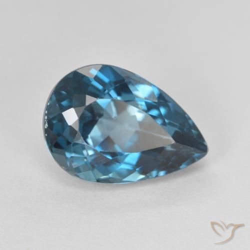 Topázio azul natural 4,75ct, formato de pêra, VVS-VS