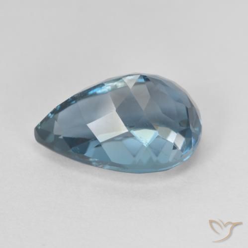 Topázio azul natural 4,75ct, formato de pêra, VVS-VS