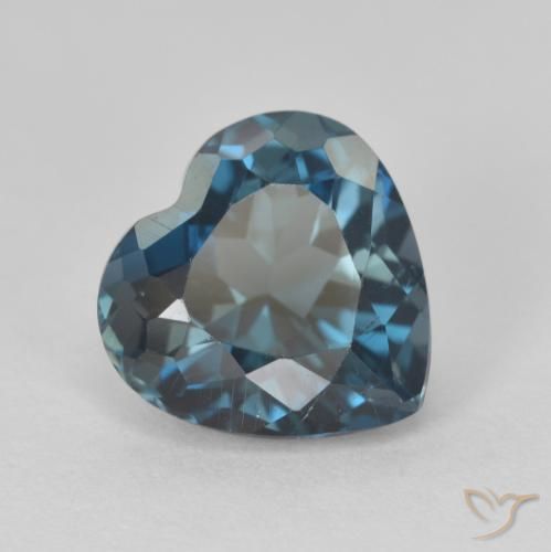 Topázio Londres Azul Natural 3,77ct, Formato de coração, VVS-VS