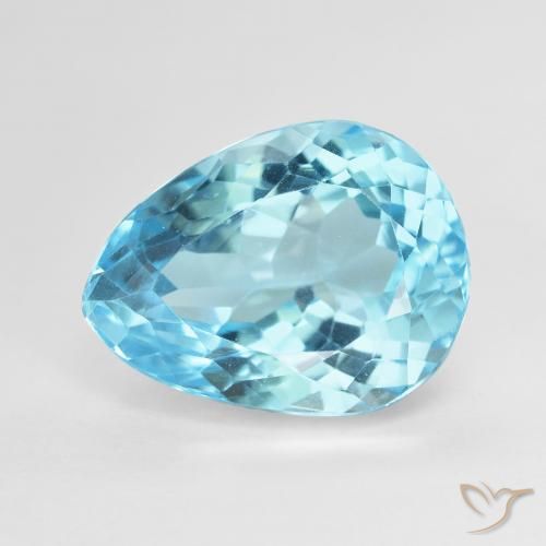 9.63ct Natural Céu azul Topázio, Formato de pêra, VVS