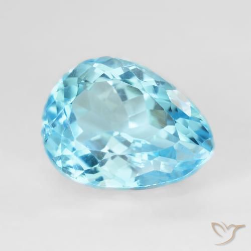 Topázio Céu azul Natural 9.63ct, Formato de pêra, VVS
