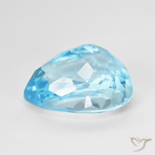 Topázio Céu azul Natural 9.63ct, Formato de pêra, VVS