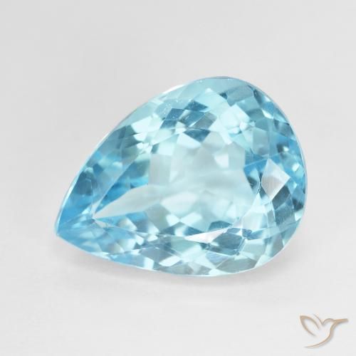 Topázio azul natural 9,29ct, formato de pêra, VVS-VS