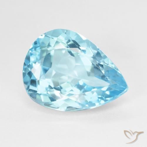 Topázio azul natural 9,29ct, formato de pêra, VVS-VS