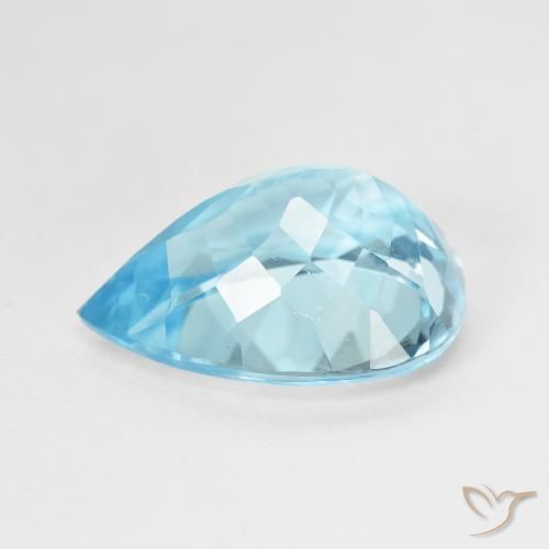Topázio azul natural 9,29ct, formato de pêra, VVS-VS