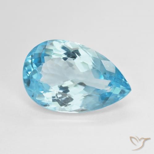 Topázio Azul Suíço Natural 12.40ct, Formato de pêra, VVS-VS