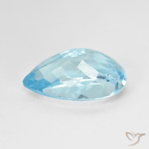 Topázio Azul Suíço Natural 12.40ct, Formato de pêra, VVS-VS