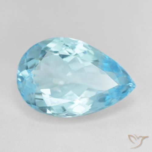 Topázio Céu azul Natural 10.12ct, Formato de pêra, VVS