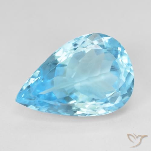 Topázio Azul Suíço Natural 16.95ct, Formato de pêra, VVS