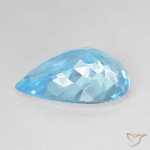 Topázio Azul Suíço Natural 16.95ct, Formato de pêra, VVS