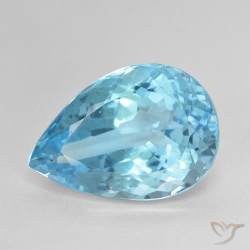 12.53ct Natural Azul Suíço Topázio, Formato de pêra, VVS