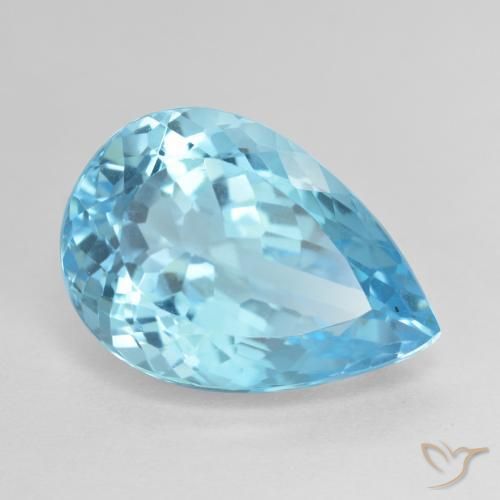 Topázio Azul Suíço Natural 12.53ct, Formato de pêra, VVS