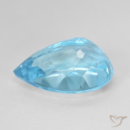Topázio Azul Suíço Natural 12.53ct, Formato de pêra, VVS