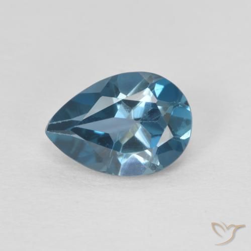 0.82ct Natural Londres Azul Topázio, Formato de pêra, VVS