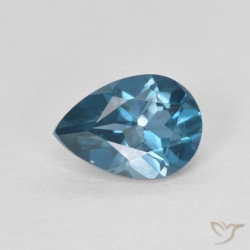 0.85ct Natural Londres Azul Topázio, Formato de pêra, VVS