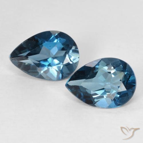 Topázio azul Londres solto de 1,54 ct, corte de pêra de 7 x 5 mm do Brasil, Photo A