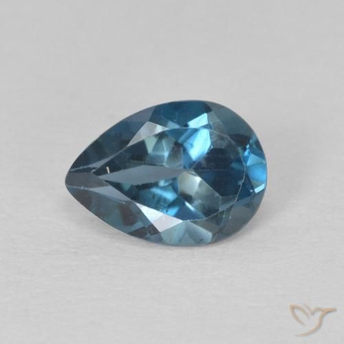 0.81ct Natural Londres Azul Topázio, Formato de pêra, VS