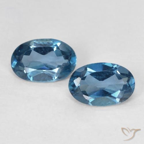 Pedras preciosas de topázio azul natural de 0,98 ct, corte oval, VVS
