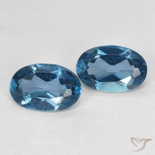 Pedras preciosas de topázio azul natural de 0,98 ct, corte oval, VVS
