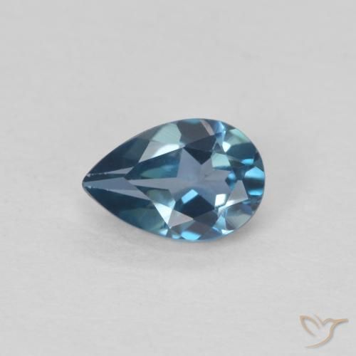 Topázio azul natural 0,55ct, formato de pêra, VVS-VS