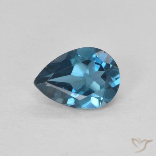 0.82ct Natural Londres Azul Topázio, Formato de pêra, VS