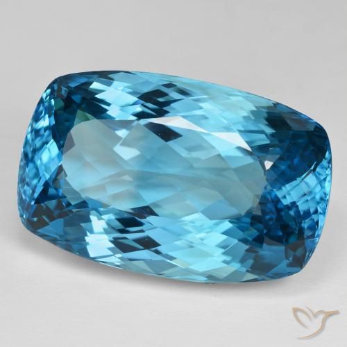 Topázio Azul Suíço Natural 120.92ct, Almofada, IF