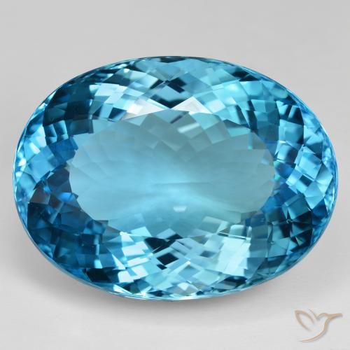 Topázio azul suíço solto de 213,09 ct, corte oval de 41,7 x 31,5 mm do Brasil, Photo A