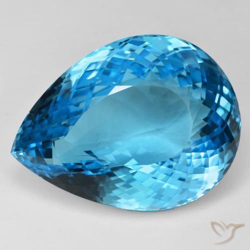 Topázio azul suíço solto de 155,42 ct, corte de pêra de 39,3 x 29,7 mm do Brasil, Photo A