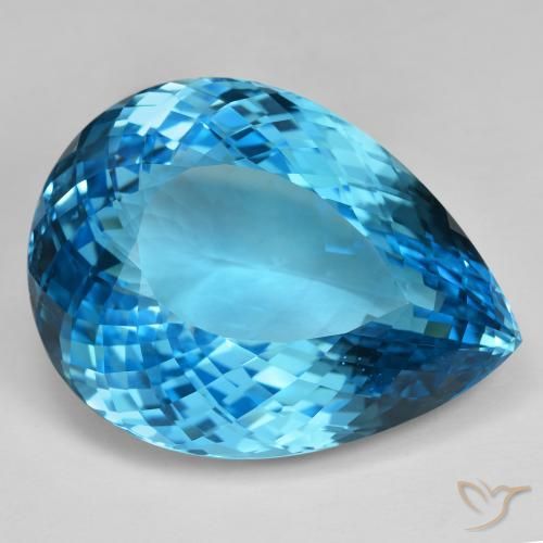 Topázio Azul Suíço Natural 155.42ct, Formato de pêra, IF