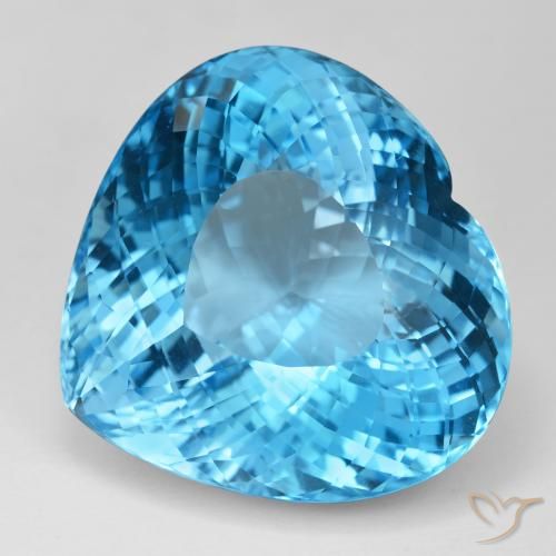 126.78ct Natural Azul Suíço Topázio, Coração, IF