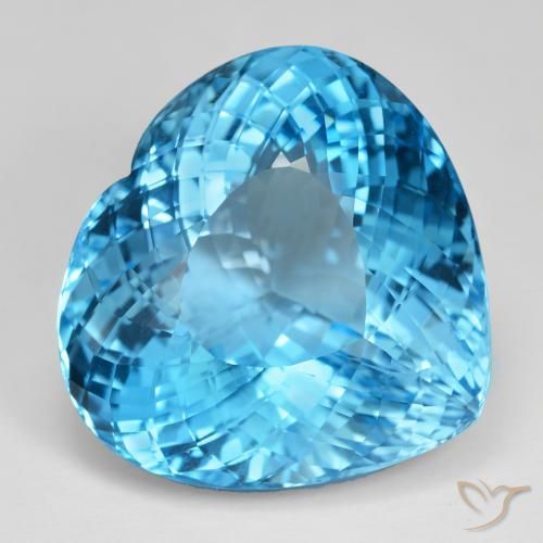 Topázio Azul Suíço Natural 126.78ct, Coração, IF