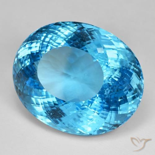 Topázio Azul Suíço Natural 137.38ct, oval, IF