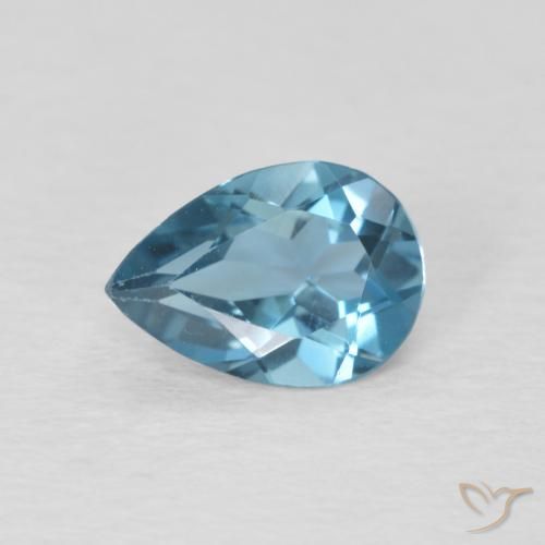0.81ct Natural Londres Azul Topázio, Formato de pêra, VS