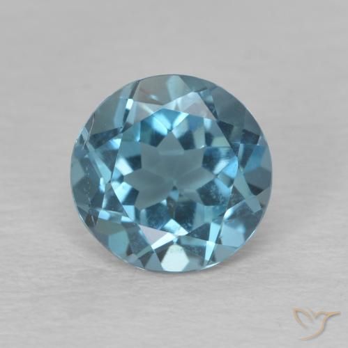 Topázio azul natural 1,59ct, corte redondo, VVS-VS