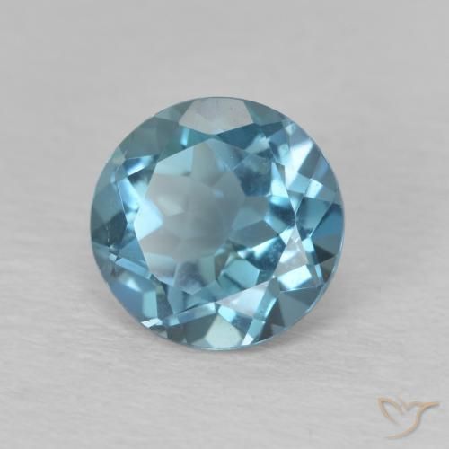 Topázio azul natural 1,59ct, corte redondo, VVS-VS