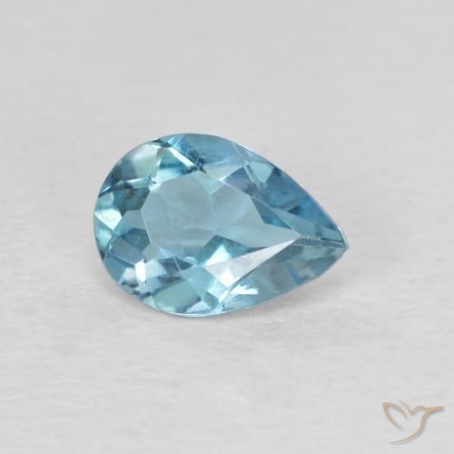 Topázio Azul Suíço Natural 0.80ct, Formato de pêra, VVS-VS