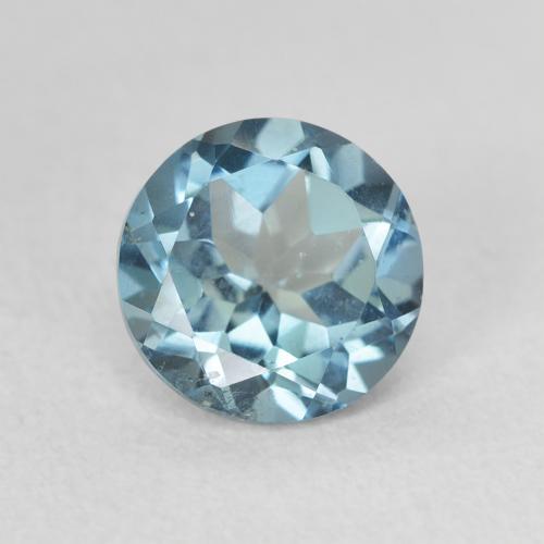Topázio Aqua-azul prateado intenso Natural 1.68ct, Corte Redondo, VS