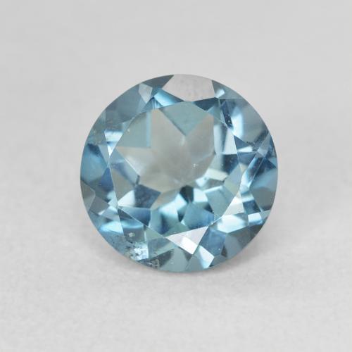 Topázio Aqua-azul prateado intenso Natural 1.68ct, Corte Redondo, VS