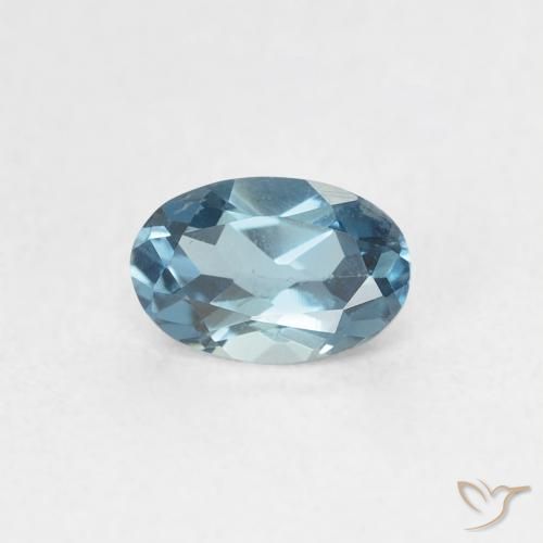 0.63ct Natural Aqua-azul prateado intenso Topázio, oval, VVS