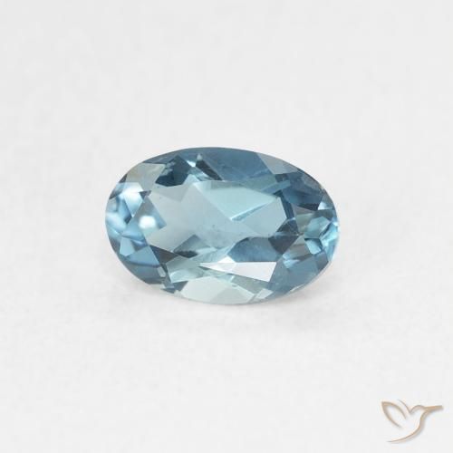 Topázio Aqua-azul prateado intenso Natural 0.63ct, oval, VVS
