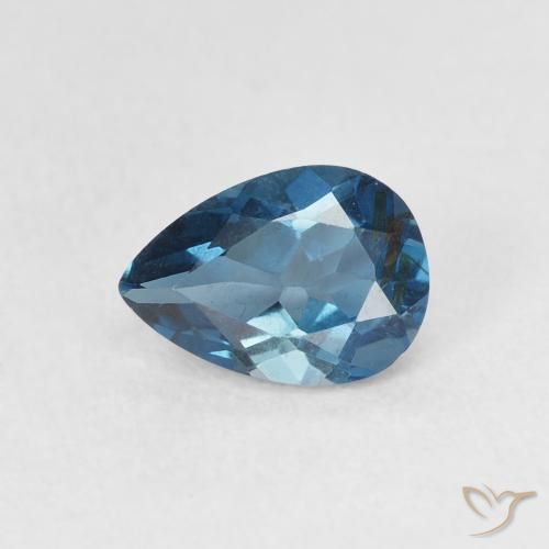 0.85ct Natural Londres Azul Topázio, Formato de pêra, VS