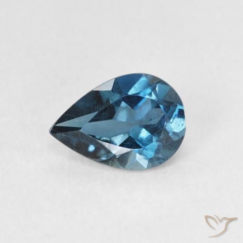 0.79ct Natural Londres Azul Topázio, Formato de pêra, VS