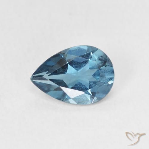 0.76ct Natural Londres Azul Topázio, Formato de pêra, VS