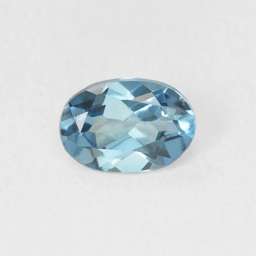 Topázio Aqua-azul prateado intenso Natural 0.49ct, Corte Oval, VVS-VS