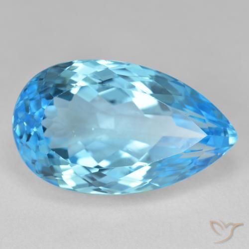 Topázio Azul Suíço Natural 28.62ct, Formato de pêra, VS