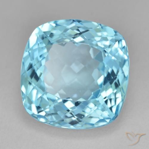 Topázio Azul Suíço Natural 21.60ct, Almofada, VS