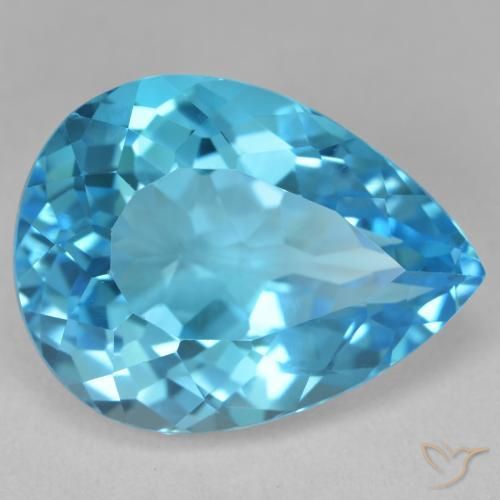 Topázio Azul Suíço Natural 22.29ct, Formato de pêra, VVS-VS