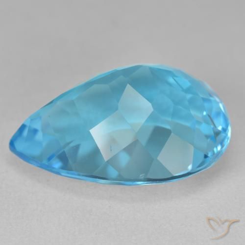 Topázio Azul Suíço Natural 22.29ct, Formato de pêra, VVS-VS